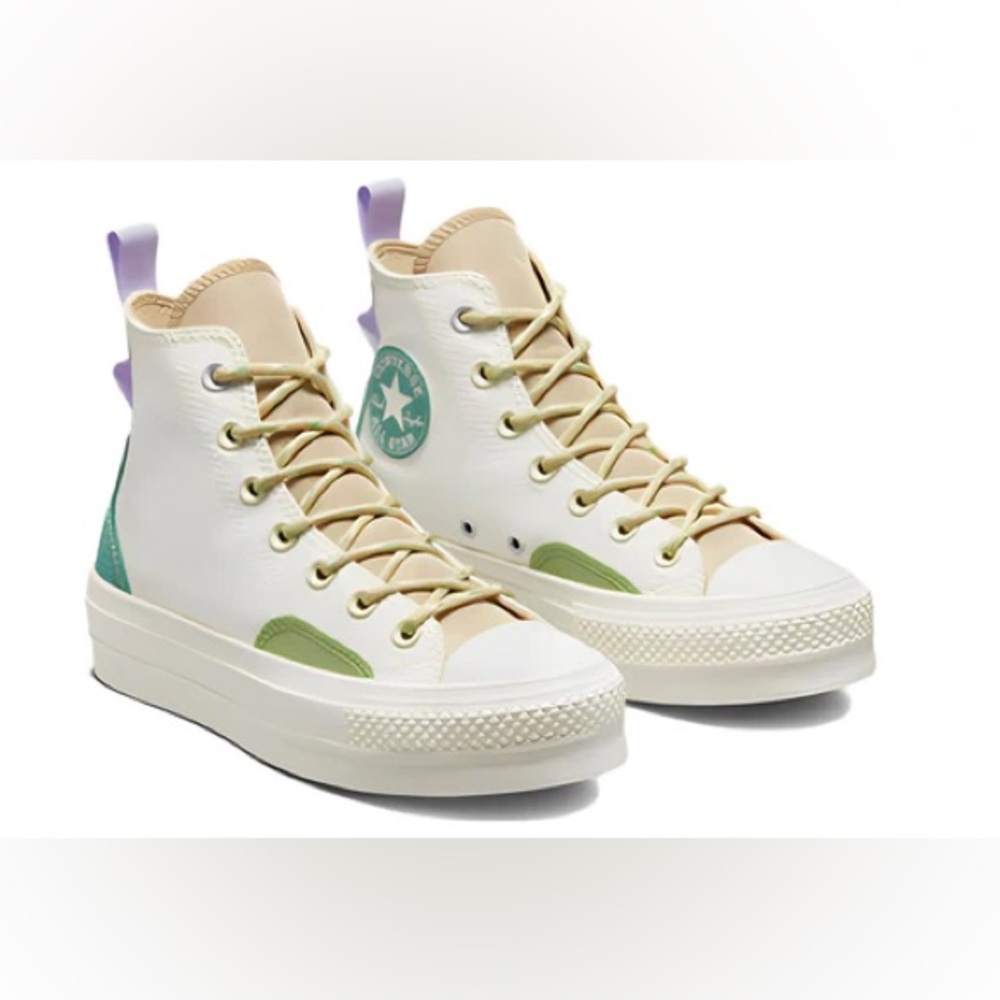Converse Chuck Taylor All Star Lift Platform High Colorblock Overlay Algae Coast